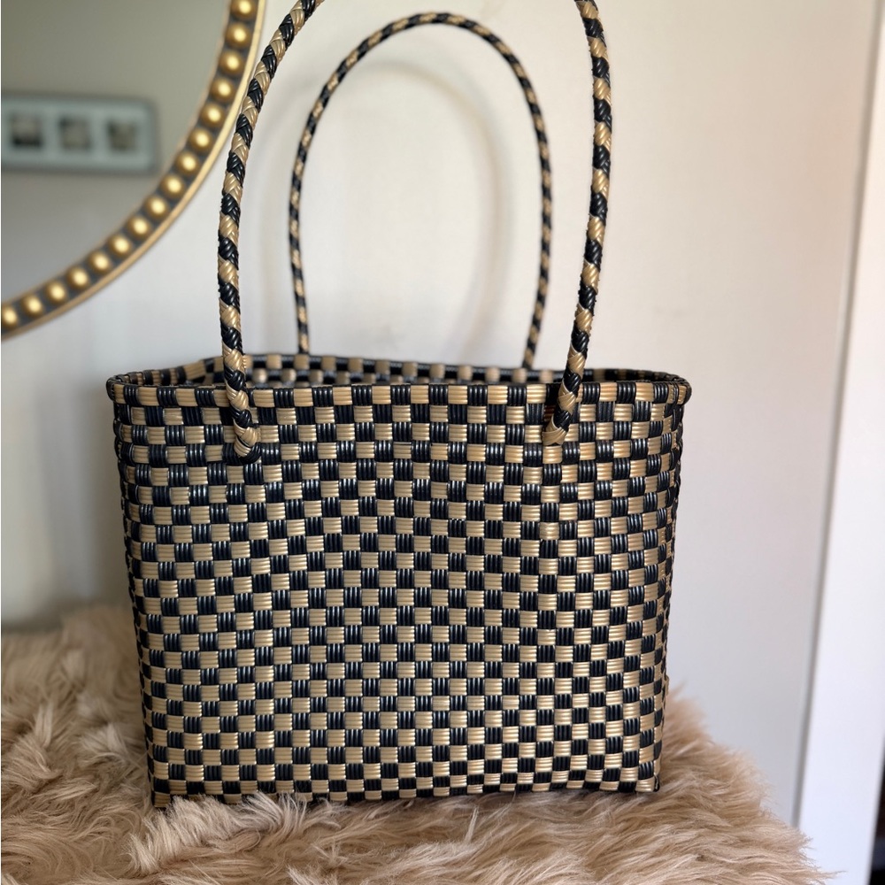 Elegant Black and Gold Woven Tote Bag